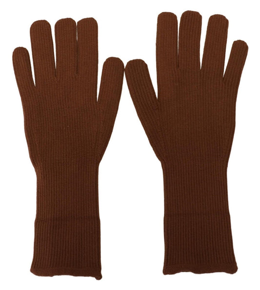 Dolce & Gabbana Brown Cashmere Knitted Hands Mitten Mens Gloves