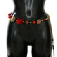 Dolce & Gabbana Exquisite Red Fur Crystal Torero Waist Belt