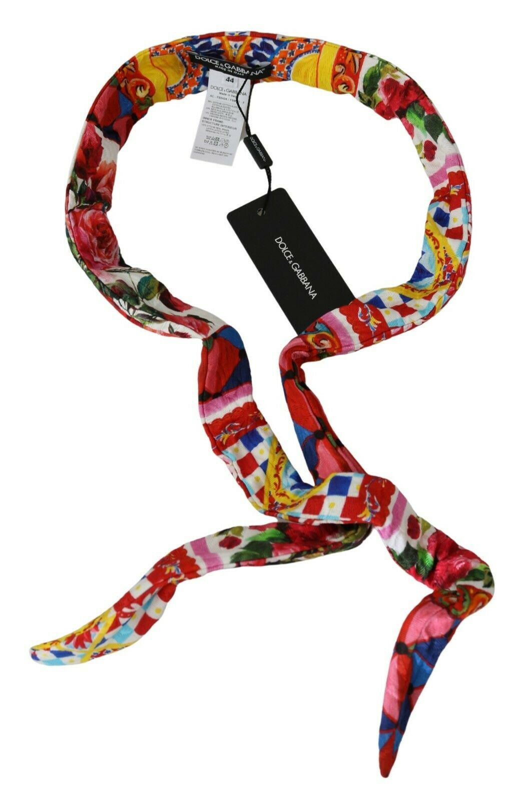 Dolce & Gabbana Silk Cotton Carretto Rose Wrap Belt