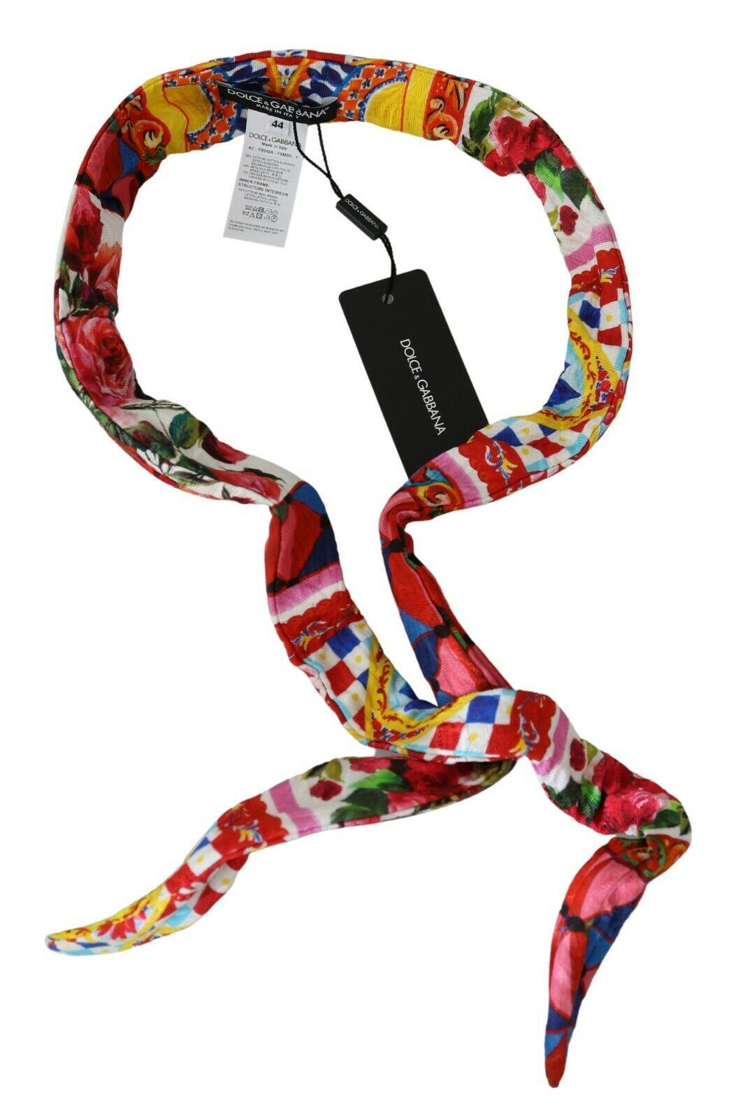 Dolce & Gabbana Silk Cotton Carretto Rose Wrap Belt