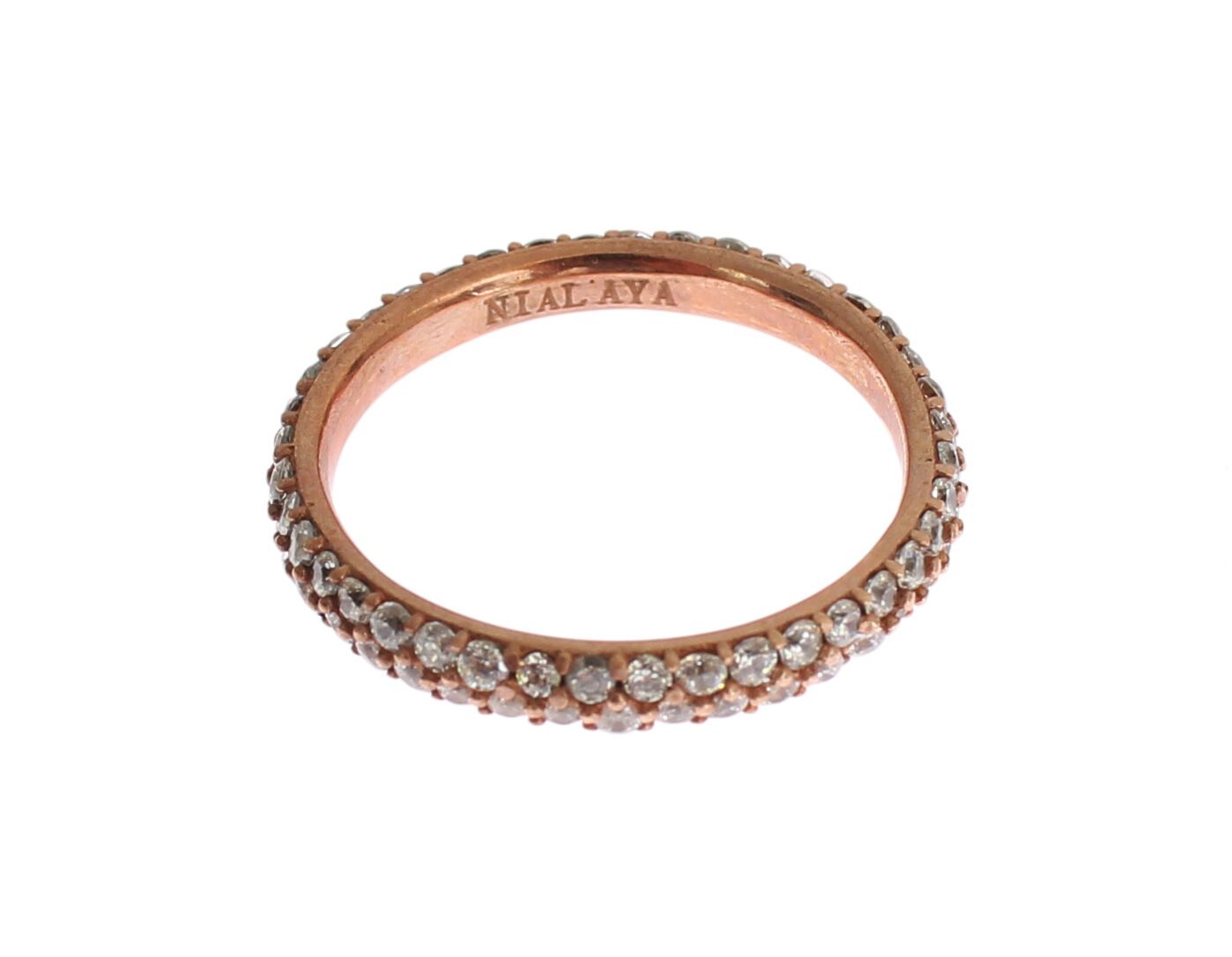 Nialaya Pink Gold 925 Silver Clear CZ Ring