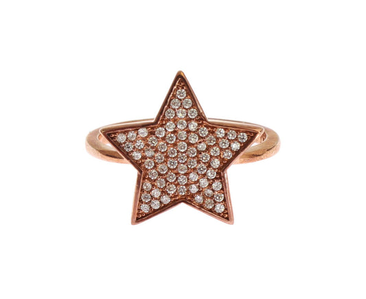 Nialaya Dazzling Pink Gold Plated Sterling Silver CZ Ring