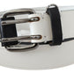 Costume National White Genuine Leather Silver Buckle Waist Belt