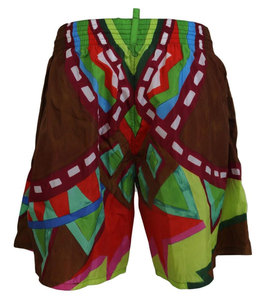 Dsquared² Multicolor Printed Men Beachwear Swimwear Short