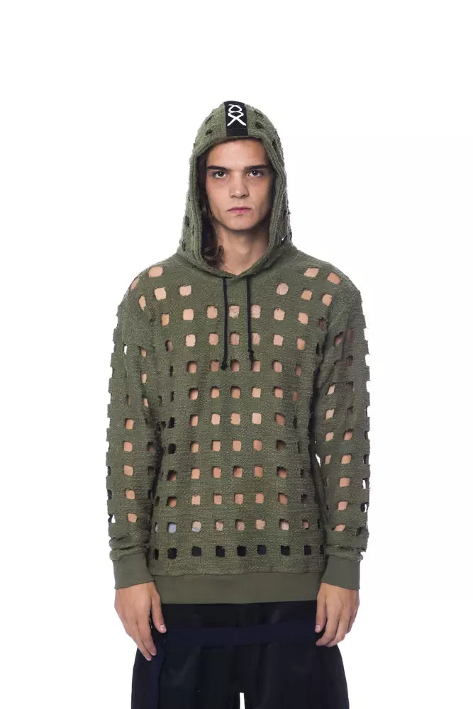 Nicolo Tonetto Army Perforated Cotton Hoodie - Casual Elegance