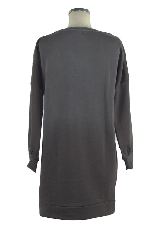 Imperfect Chic Long Sleeve Sweatshirt Dress in Gray