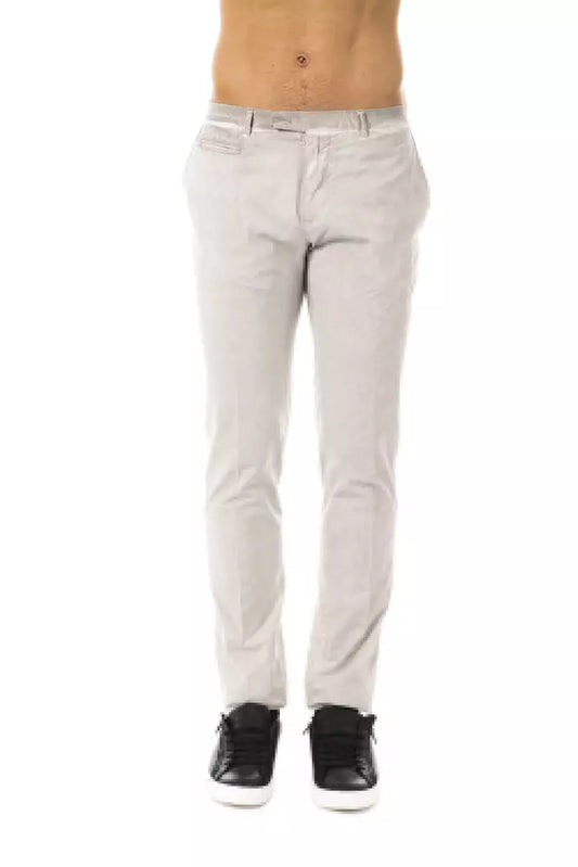 Uominitaliani Elegant Casual Fit Gray Cotton Trousers