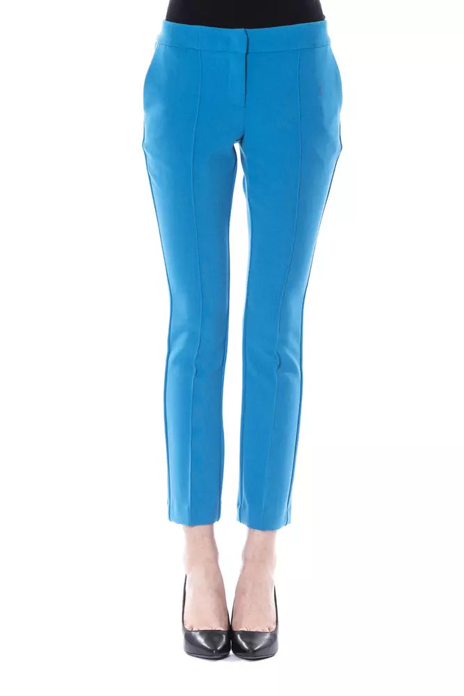 BYBLOS Chic Light Blue Skinny Pants with Zip Closure