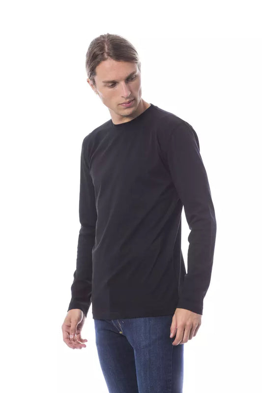 Verri Elegant Black Cotton Long Sleeve T-Shirt