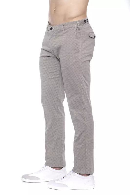 Armata Di Mare Beige Cotton Trousers with Chic Micro-Pattern
