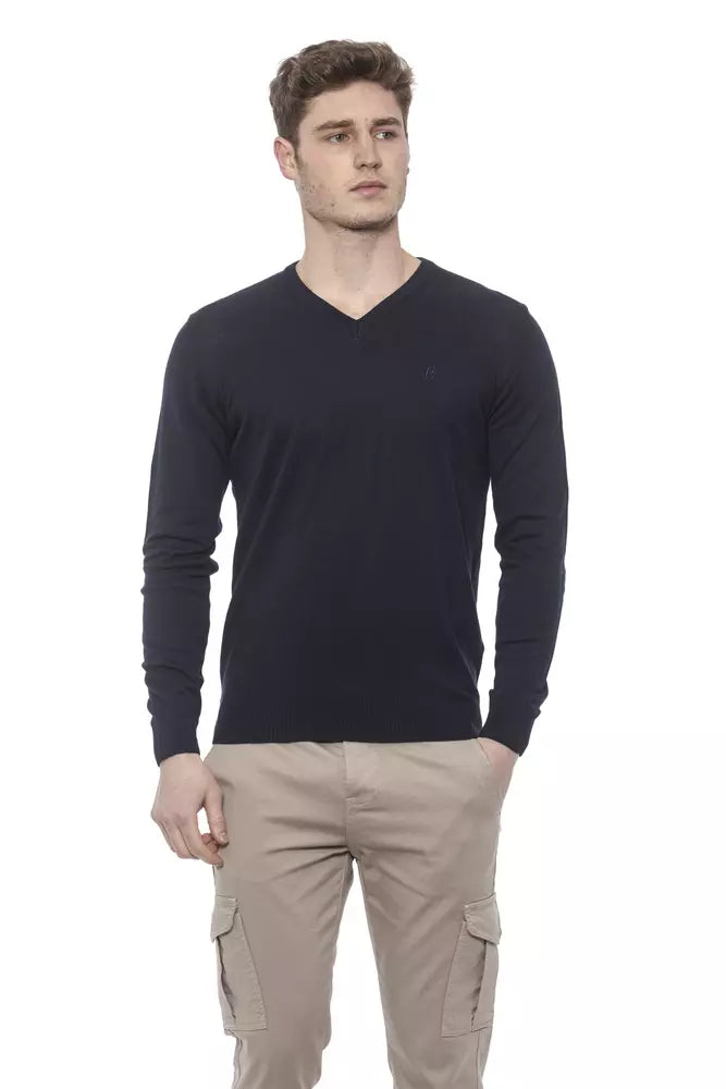 Conte of Florence Elegant V-Neck Cotton Sweater for Men