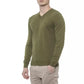 Conte of Florence Elegant V-Neck Green Cotton Sweater