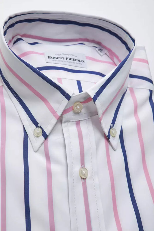 Robert Friedman Elegant White Cotton Button-Down Shirt