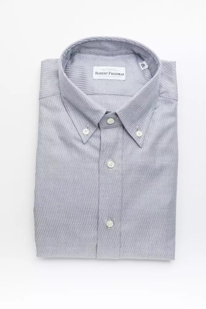 Robert Friedman Beige Cotton Button-Down Shirt - Timeless Elegance