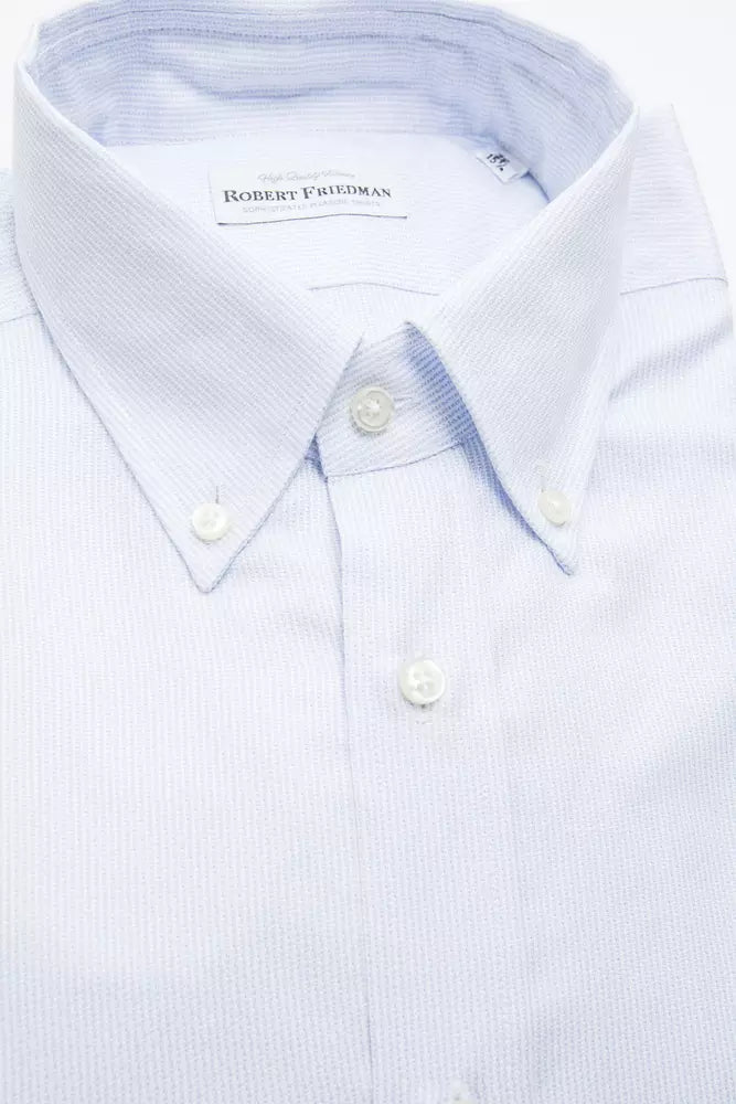 Robert Friedman Elegant Light Blue Cotton Button Down Shirt