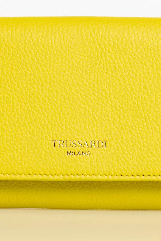 Trussardi Elegant Yellow Mini Leather Wallet