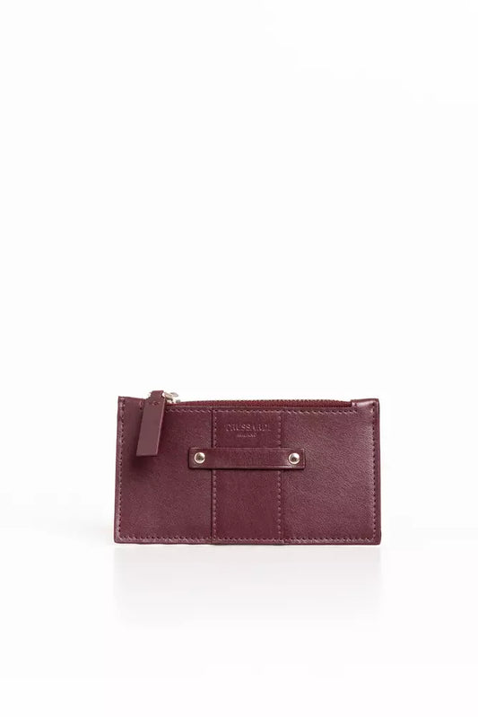 Trussardi Elegant Soft Leather Card Holder in Rich Brown