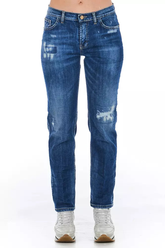 Frankie Morello Chic Worn Wash Denim Jeans