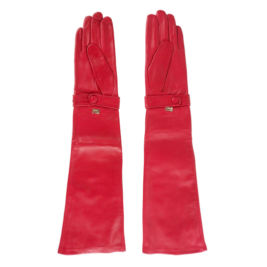 Cavalli Class Elegant Lambskin Leather Gloves in Pink