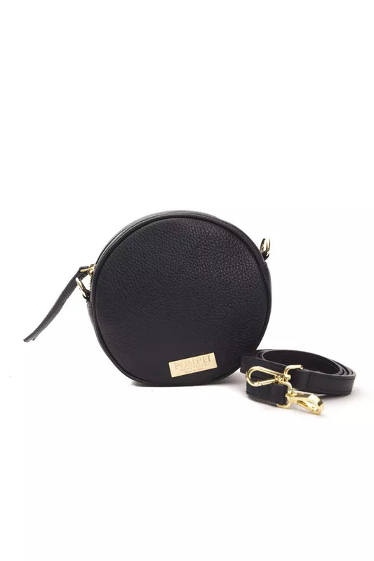 Pompei Donatella Elegant Gray Oval Leather Crossbody Bag
