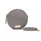 Pompei Donatella Chic Gray Leather Oval Crossbody Bag