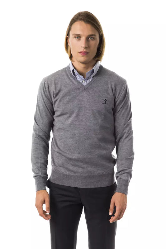 Uominitaliani Sophisticated V-Neck Merino Wool Sweater