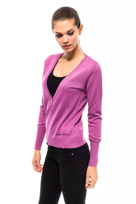 Ungaro Fever Chic V-Neck Sweater with Dazzling Applications