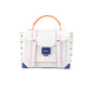 Michael Kors Manhattan Optic White Contrast Trim Leather Top Handle Satchel Bag